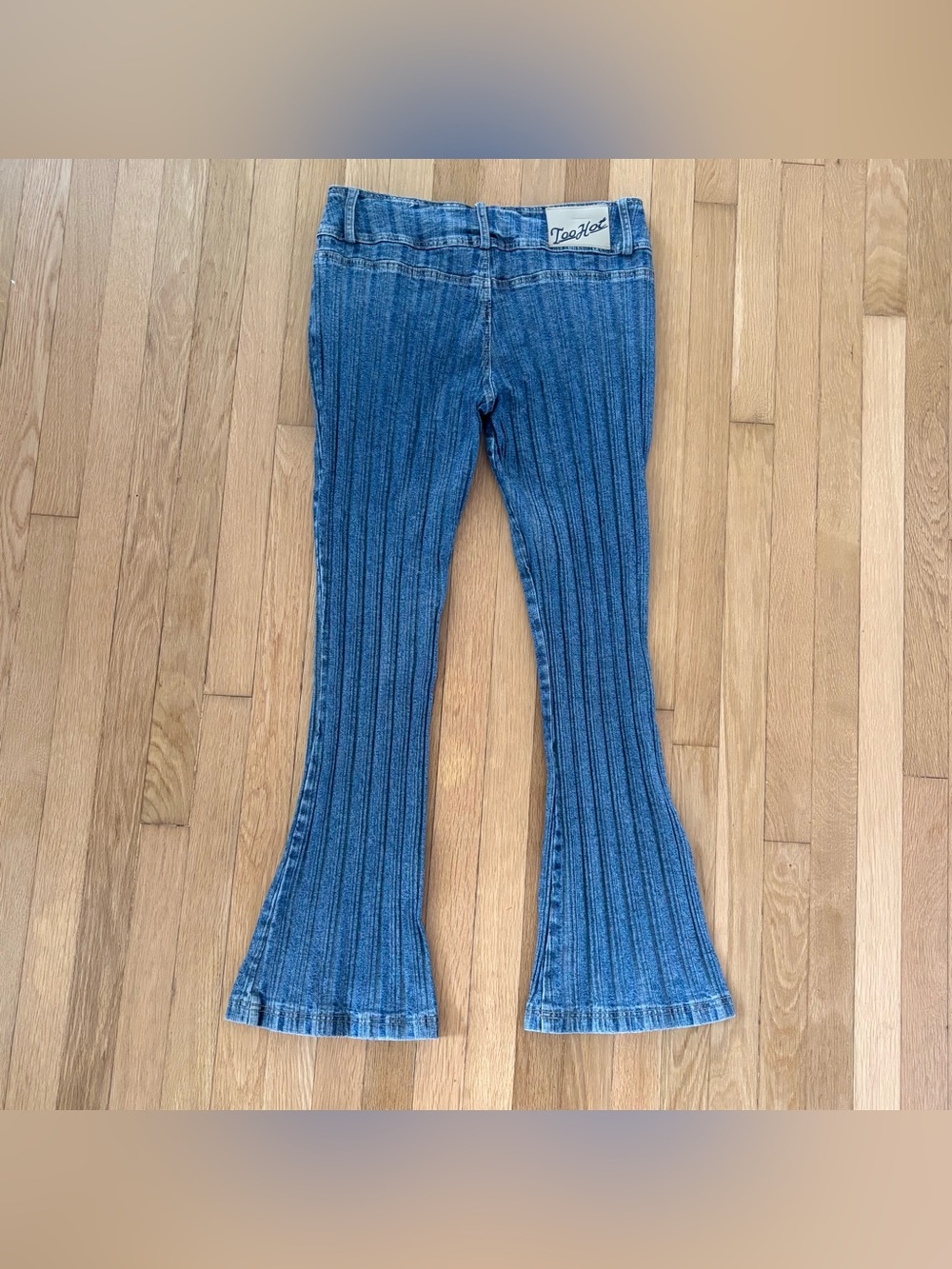 Too Hot Vintage 2000s Ribbed Flare Jeans Low Rise Size 11 12 Stretch Denim - Picture 6 of 14